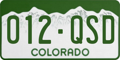 CO license plate 012QSD