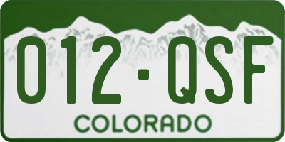 CO license plate 012QSF