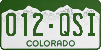 CO license plate 012QSI