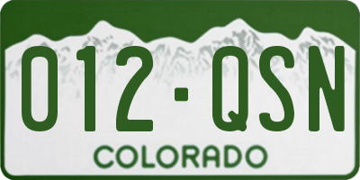 CO license plate 012QSN