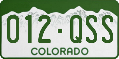 CO license plate 012QSS