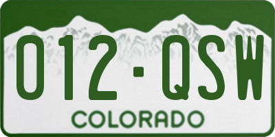 CO license plate 012QSW