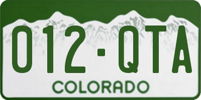 CO license plate 012QTA