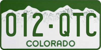 CO license plate 012QTC