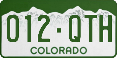 CO license plate 012QTH