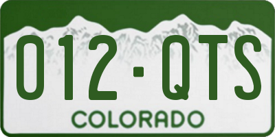 CO license plate 012QTS