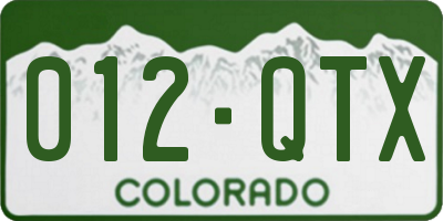 CO license plate 012QTX