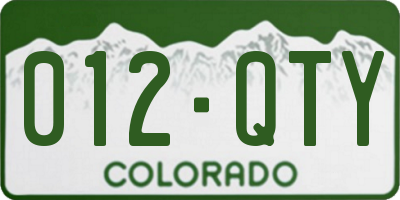 CO license plate 012QTY