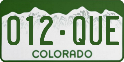 CO license plate 012QUE