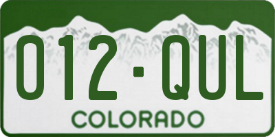 CO license plate 012QUL