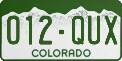 CO license plate 012QUX