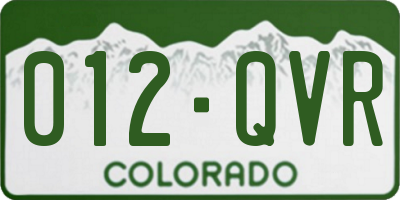 CO license plate 012QVR