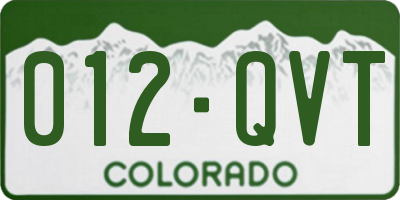 CO license plate 012QVT