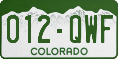 CO license plate 012QWF