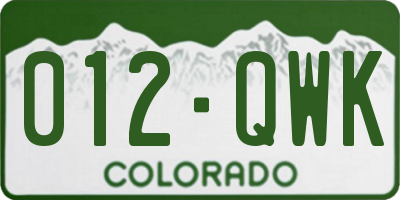 CO license plate 012QWK