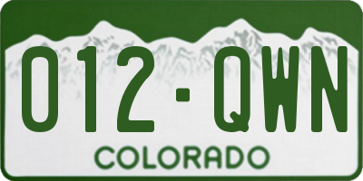 CO license plate 012QWN
