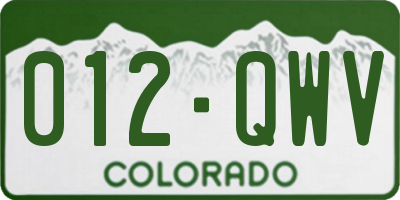 CO license plate 012QWV