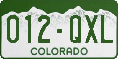 CO license plate 012QXL