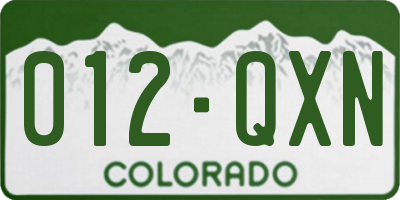 CO license plate 012QXN