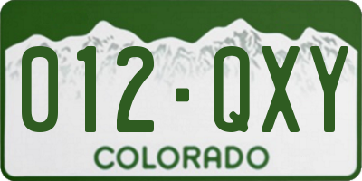 CO license plate 012QXY