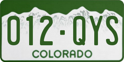 CO license plate 012QYS