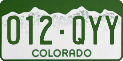 CO license plate 012QYY