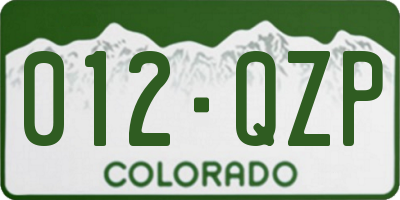 CO license plate 012QZP