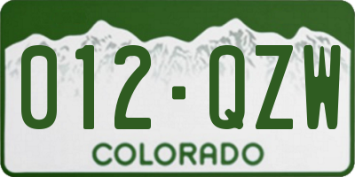 CO license plate 012QZW