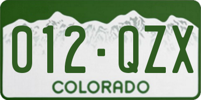 CO license plate 012QZX