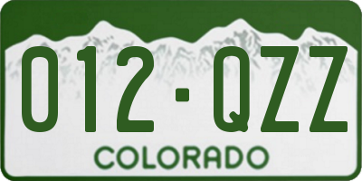 CO license plate 012QZZ
