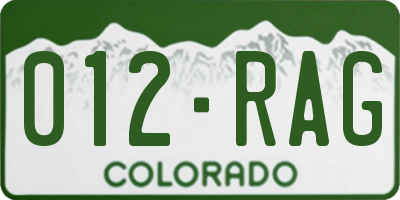 CO license plate 012RAG