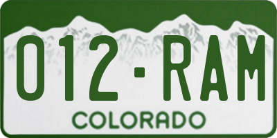 CO license plate 012RAM