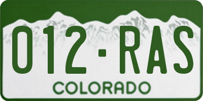 CO license plate 012RAS