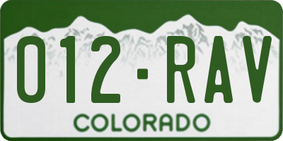 CO license plate 012RAV
