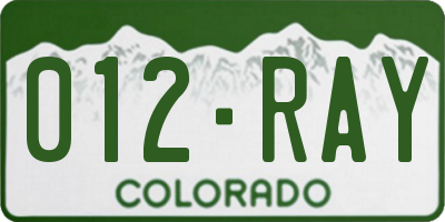 CO license plate 012RAY