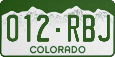 CO license plate 012RBJ