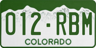 CO license plate 012RBM