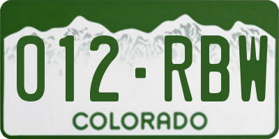 CO license plate 012RBW