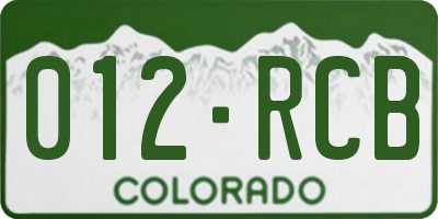 CO license plate 012RCB
