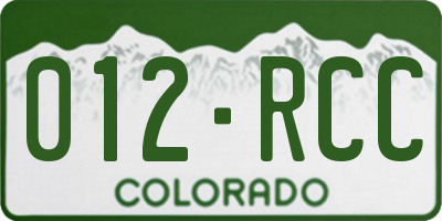 CO license plate 012RCC