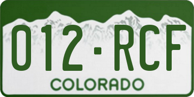 CO license plate 012RCF