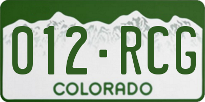 CO license plate 012RCG