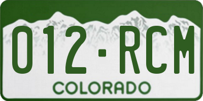 CO license plate 012RCM