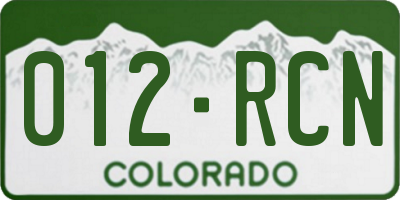 CO license plate 012RCN