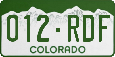 CO license plate 012RDF