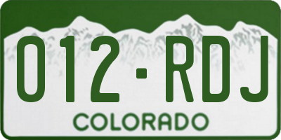 CO license plate 012RDJ