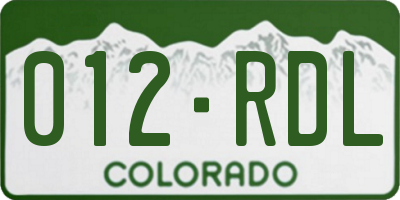 CO license plate 012RDL