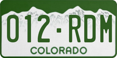 CO license plate 012RDM
