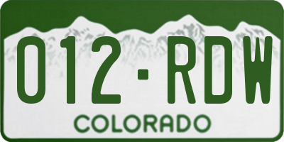 CO license plate 012RDW
