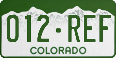 CO license plate 012REF